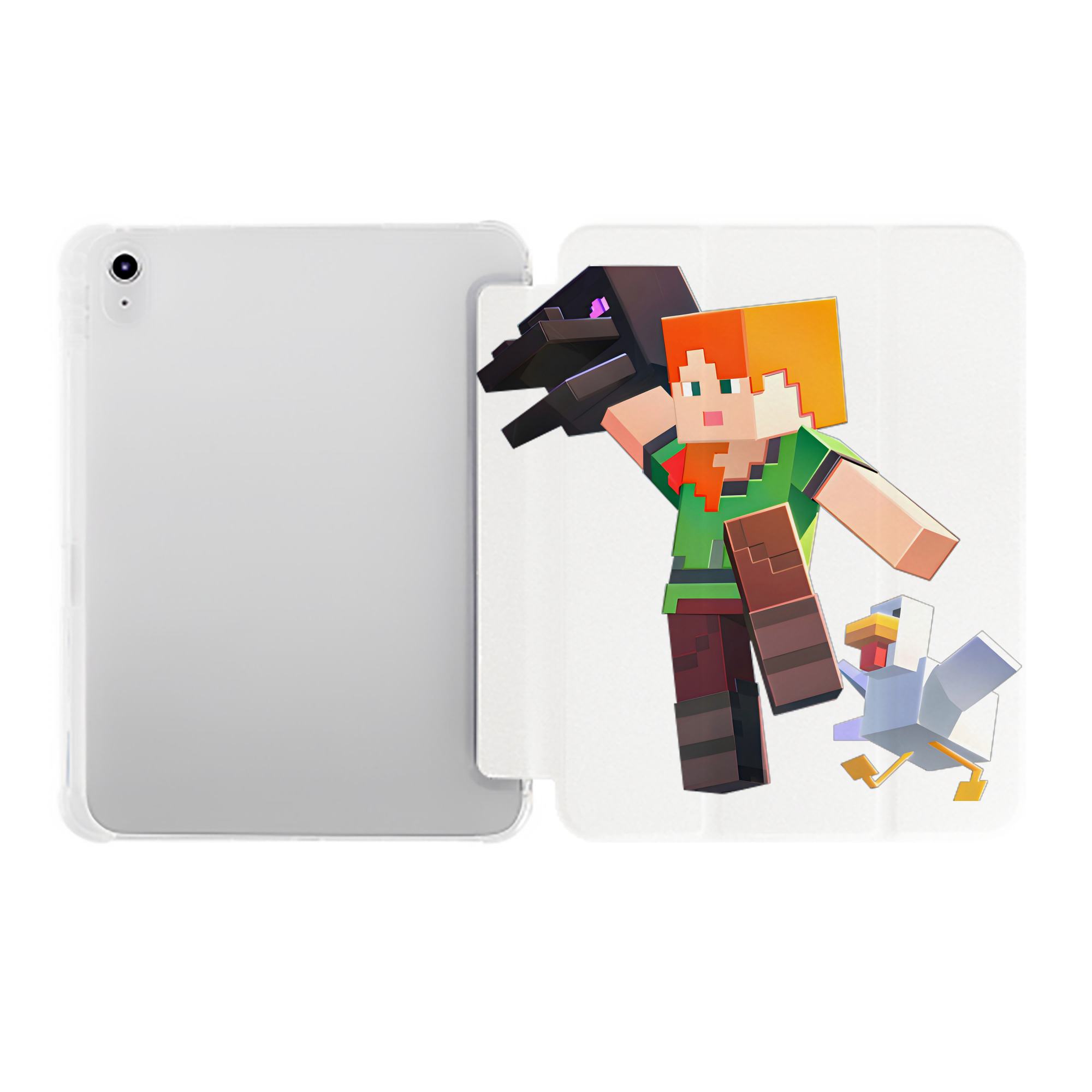 （画像用） マインクラフト ブロックの世界 Minecraft MC Block world IPad ケース ペン収納付き 三つ折りスタンド PUレザー×シリコン 対応機種9.5/10.5/10.9インチ